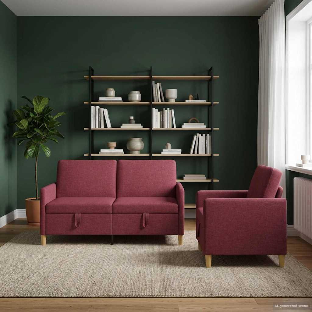 Sofa sæt med opbevaring 2 stk Vinrød Polyester billede