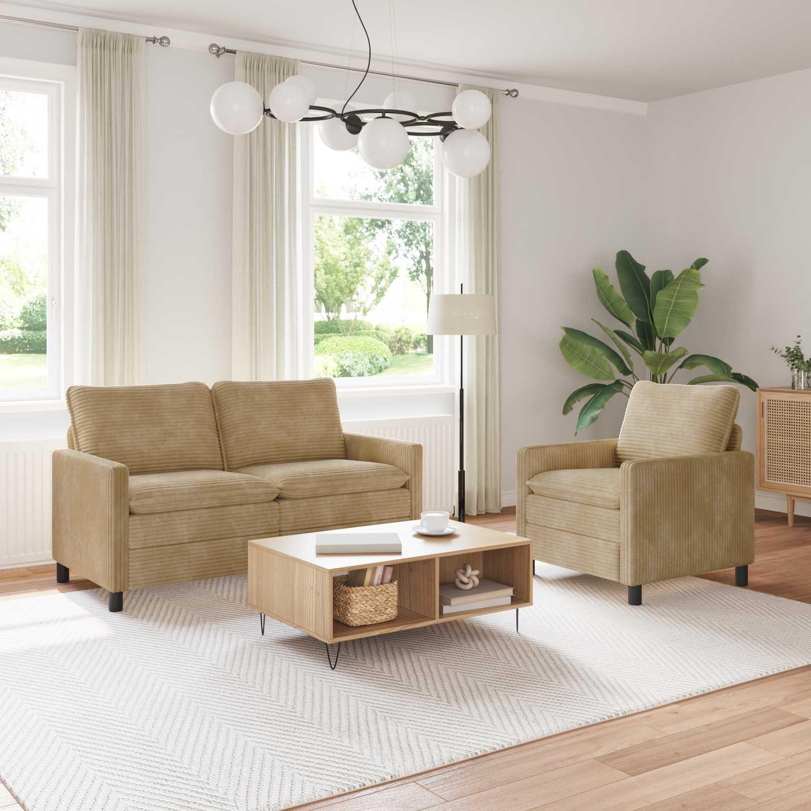 Sofa Sæt 2 stk Gråbrun Polyester billede