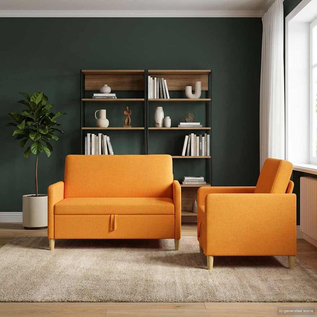 Sofa sæt med opbevaring 2 stk Mørk Gul Polyester billede