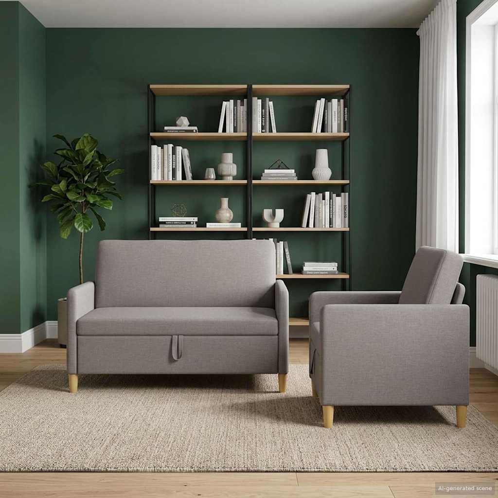 Sofa sæt med opbevaring 2 stk Gråbrun Polyester billede