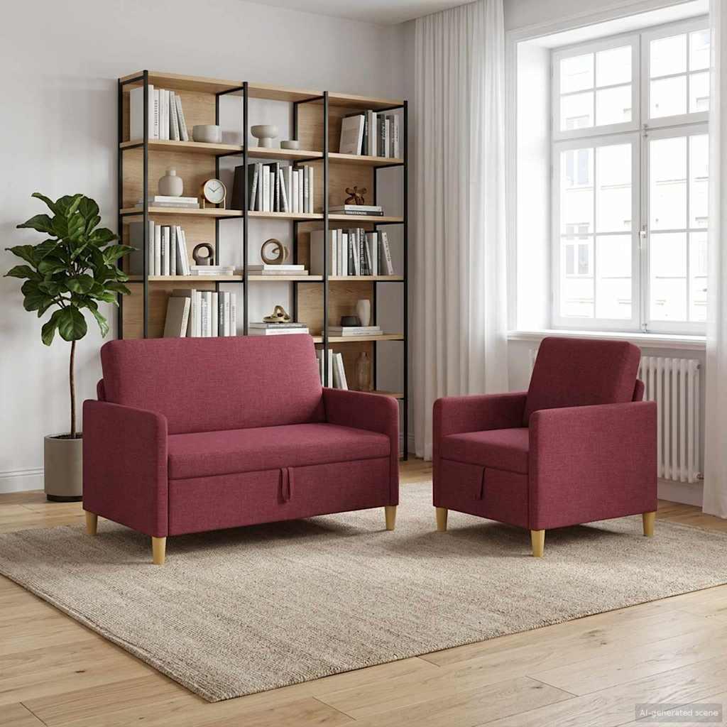Sofa sæt med opbevaring 2 stk Vinrød Polyester billede