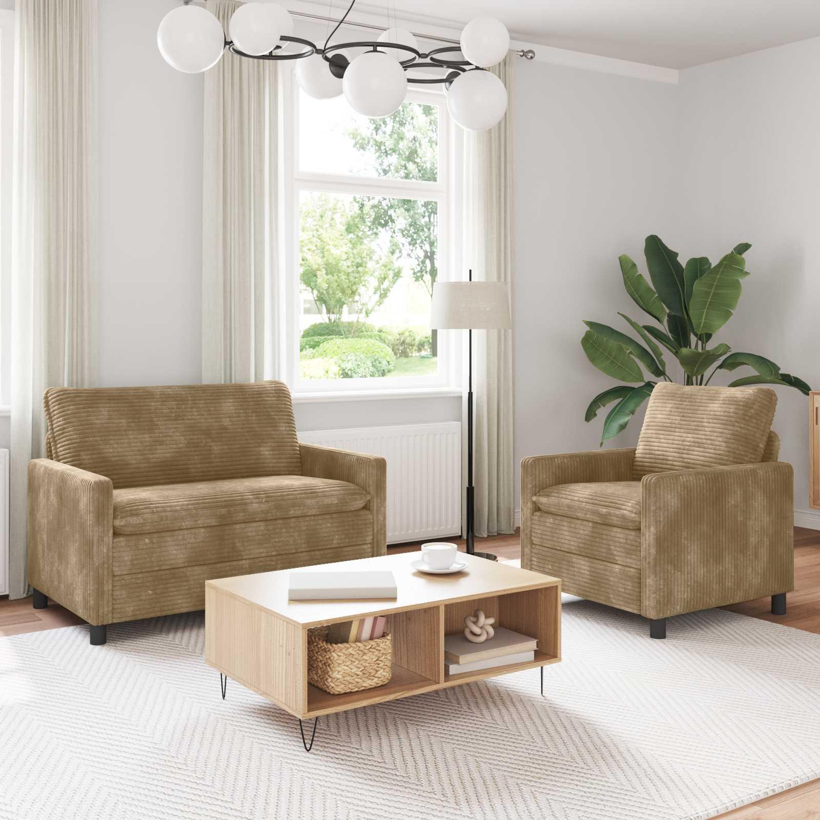 Sofa Sæt 2 stk Gråbrun Polyester billede