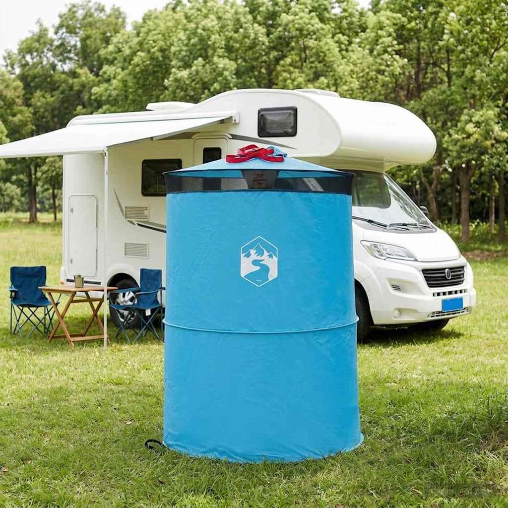 Pop-up toilettelt med hængetov Blå 97 x 126 cm billede