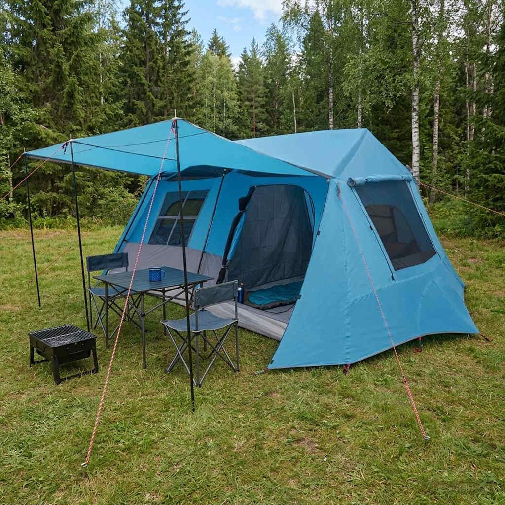 Tunneltelt Blå 400 x 278 x 182 cm 185T Polyester med PU Coating billede