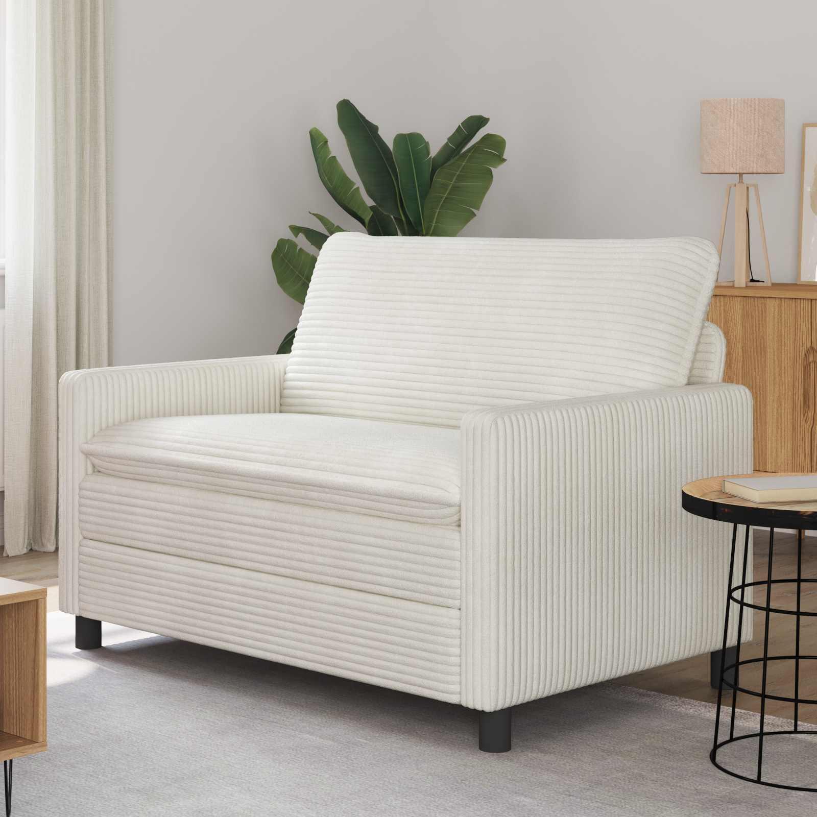 2-personers sofa i creme - 126 × 81 × 87,5 cm, polyester