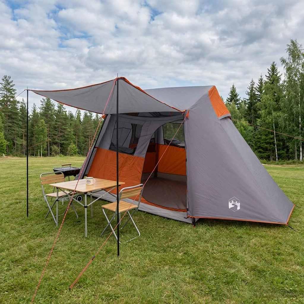 Tunneltelt Grå og orange 475 x 220 x 192 cm billede