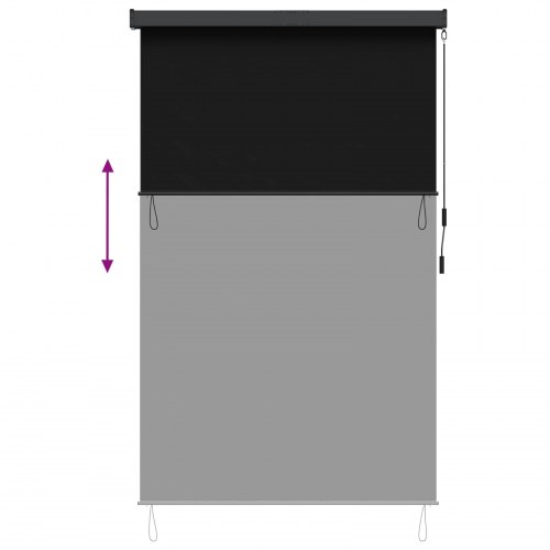 Udendørs rullegardin - sort 140 × 250 cm i stof og aluminium