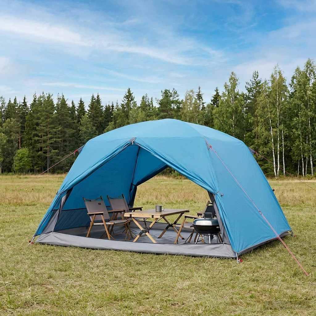 Backpacking Telt Blå 4-personers 185T Polyester med PU Coating billede