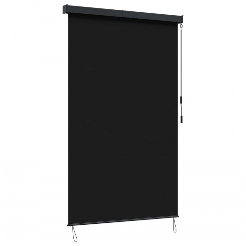 Udendørs rullegardin - sort 100 × 250 cm i stof og aluminium