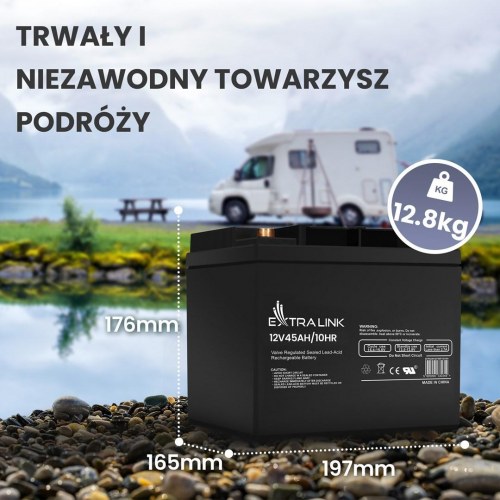 Extralink AGM blyakku 12 V 45 Ah - vedligeholdelsesfri