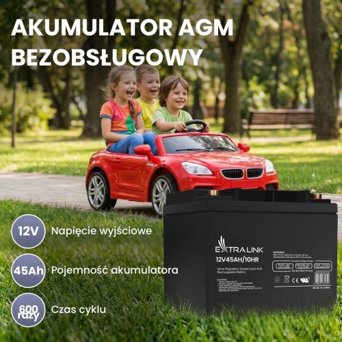 Extralink AGM blyakku 12 V 45 Ah - vedligeholdelsesfri