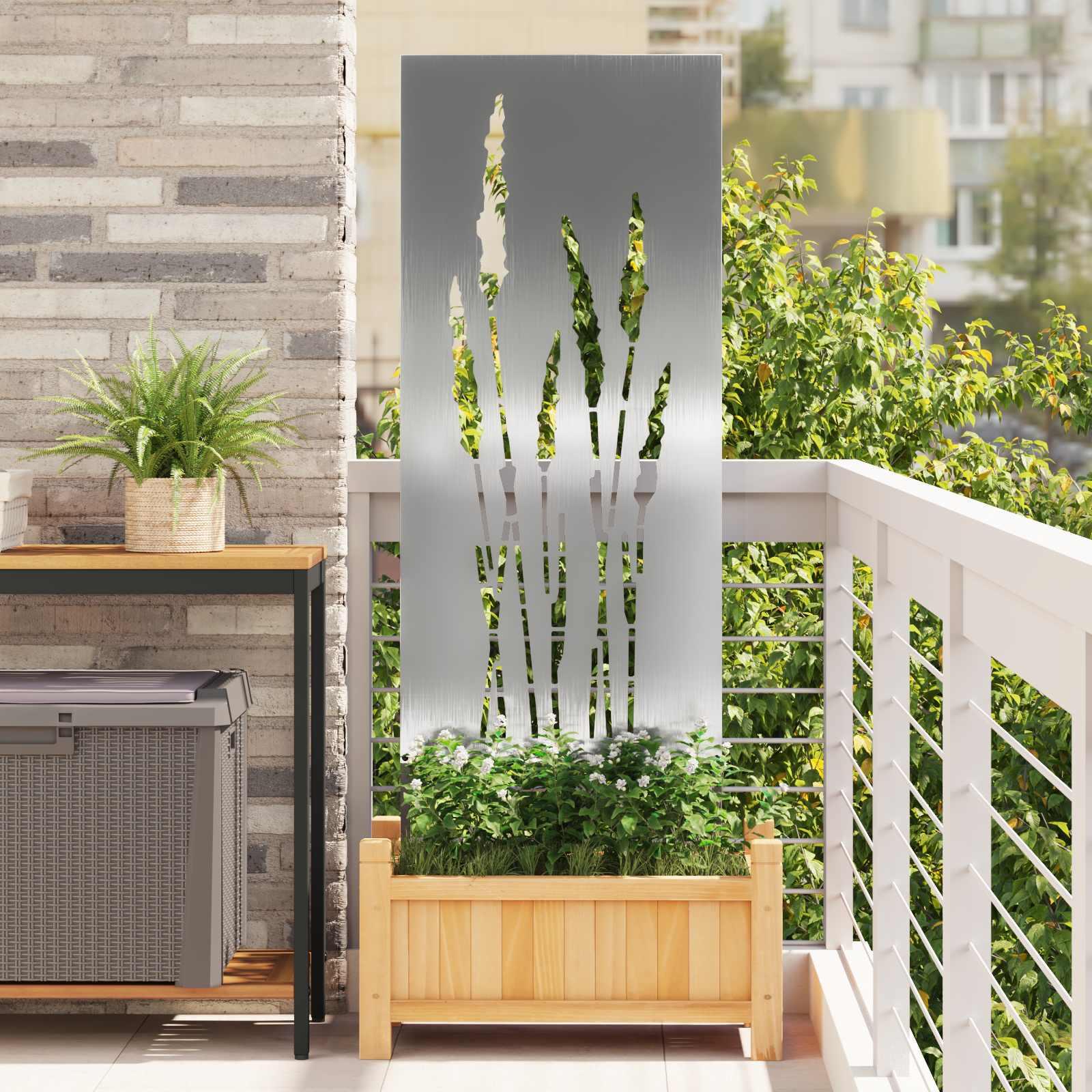 Have privatliv skærm Blomstret Sølv 50 x 140 cm Rustfrit stål billede