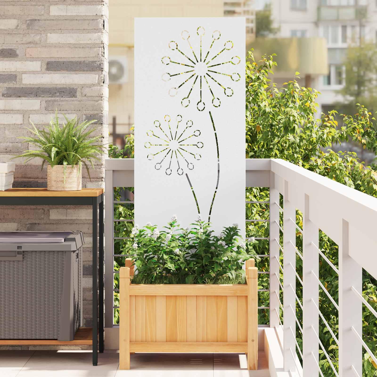 Have privatliv skærm Fretwork Hvid 50 x 140 cm Koldvalset stål billede