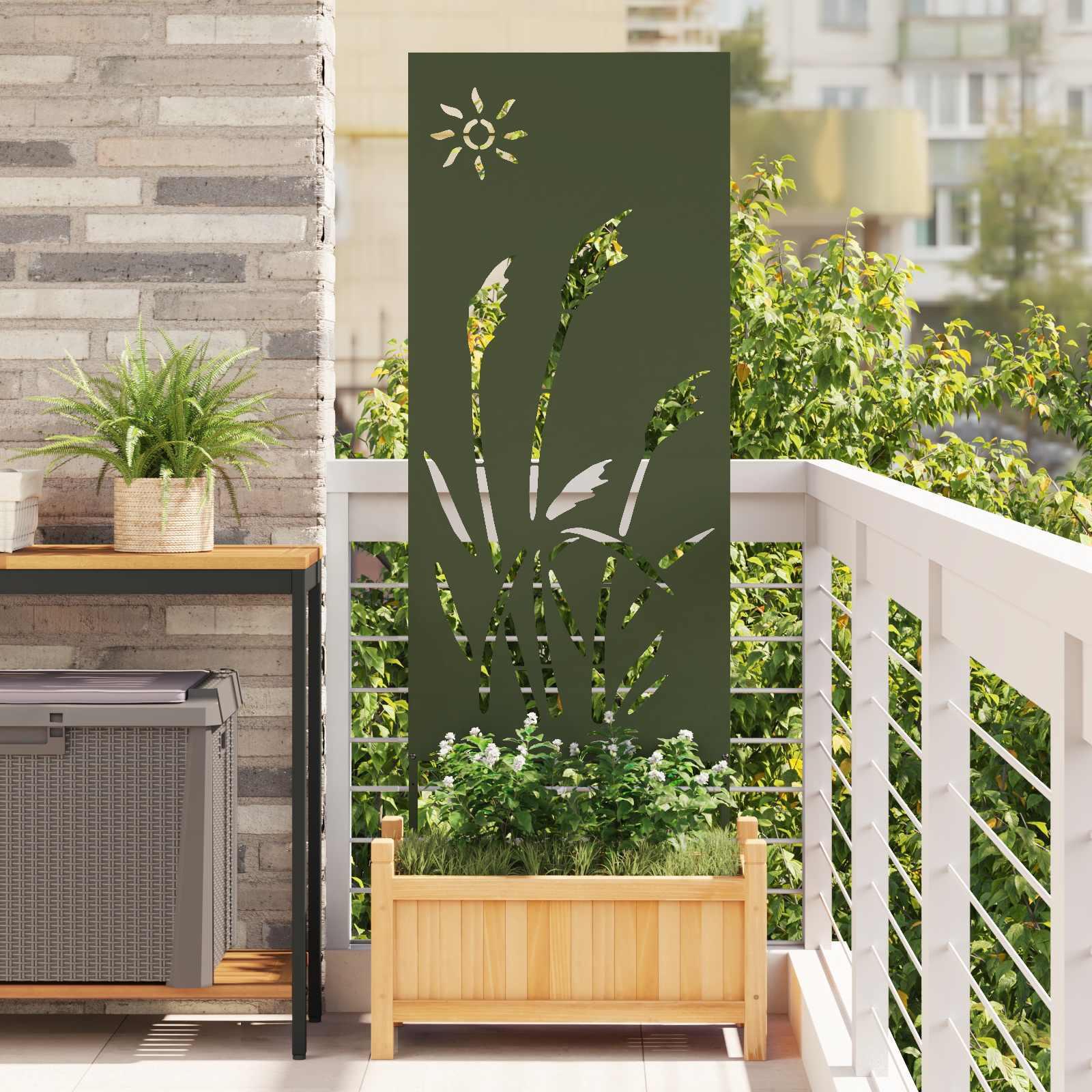 Have privatliv skærm Olivengrøn 50 x 140 cm Koldvalset stål billede