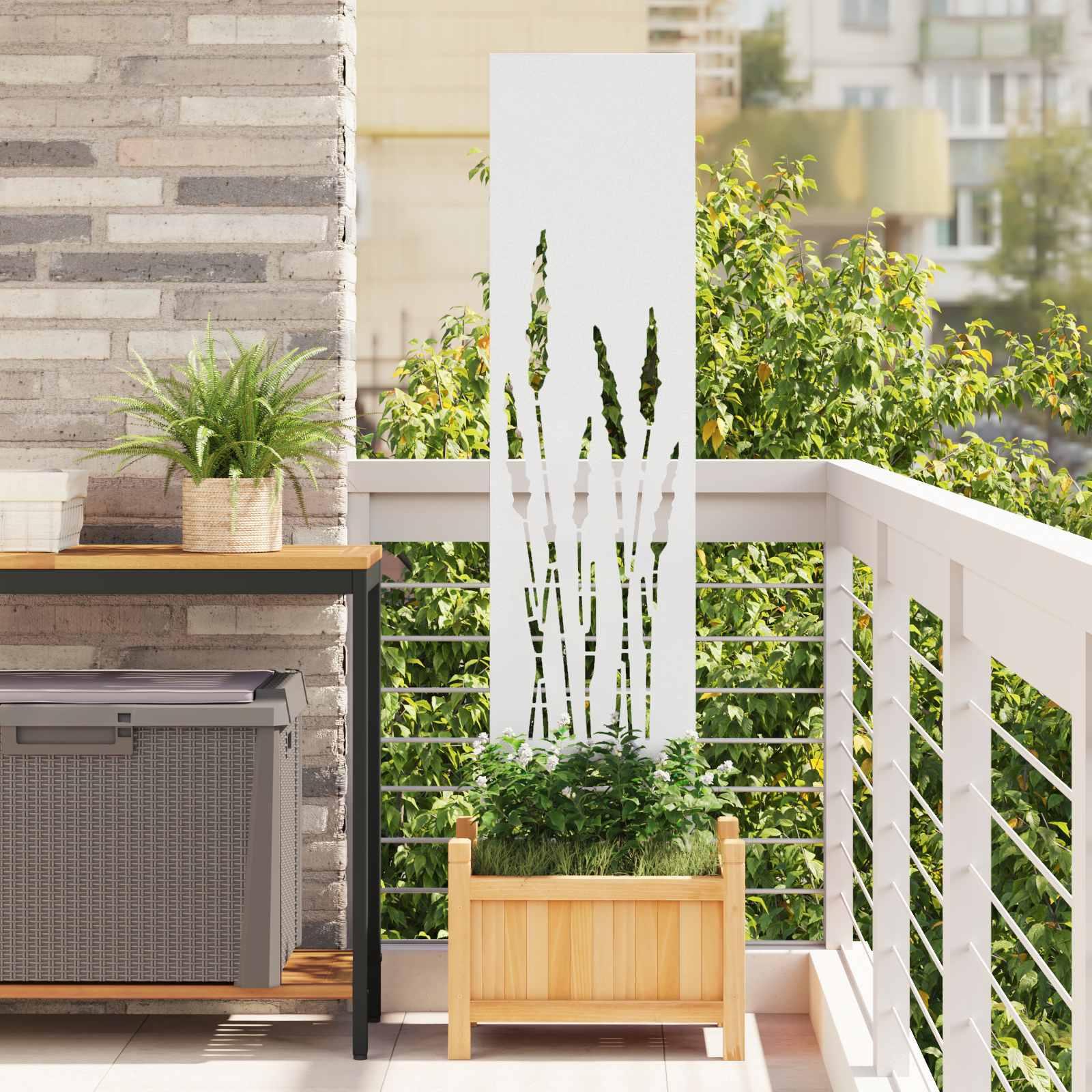 Have privatliv skærm Fretwork Hvid 32 x 140 cm Koldvalset stål billede