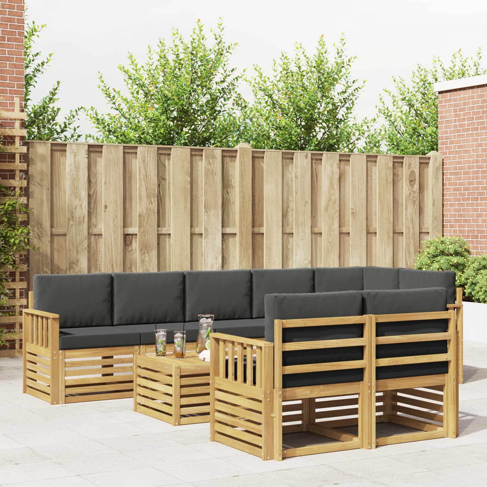 Udendørs sofagruppe 8 stk Hvid og antracit 59 x 59 x 37 cm billede