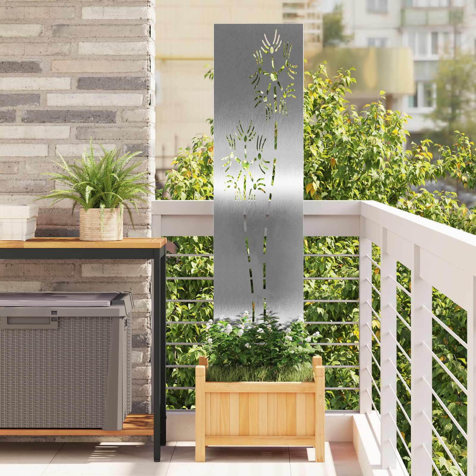 Have privatliv skærm Fretwork Sølv 32 x 140 cm Rustfrit stål billede