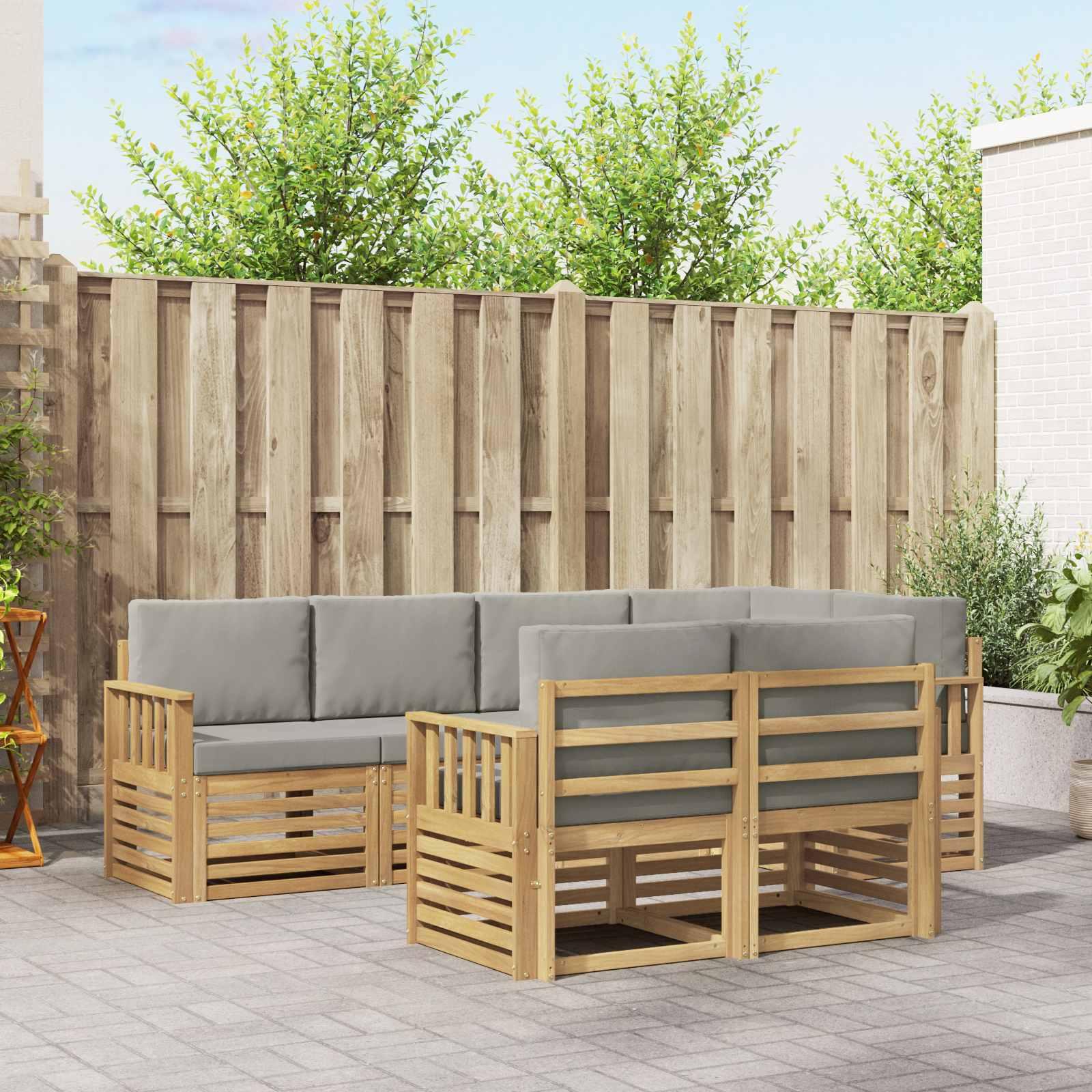 Udendørs sofagruppe 7 stk Hvid og lysegrå 247 x 128,5 x 73 cm billede
