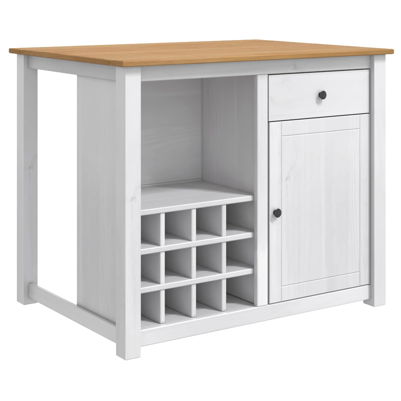 Køkkenvogn PANAMA 2 stk Hvid og Honning Voks 112 x 77 x 90 cm billede