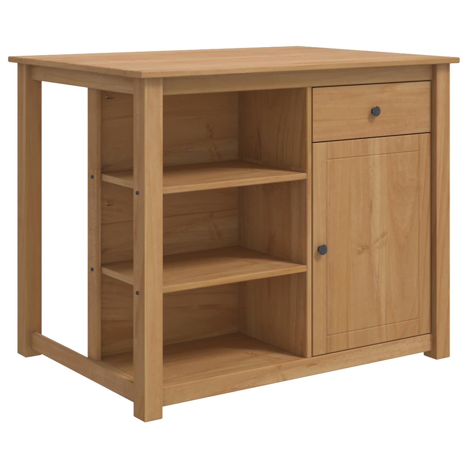 Køkkenvogn med hylde PANAMA 2 stk Honning Voks 112 x 77 x 90 cm billede