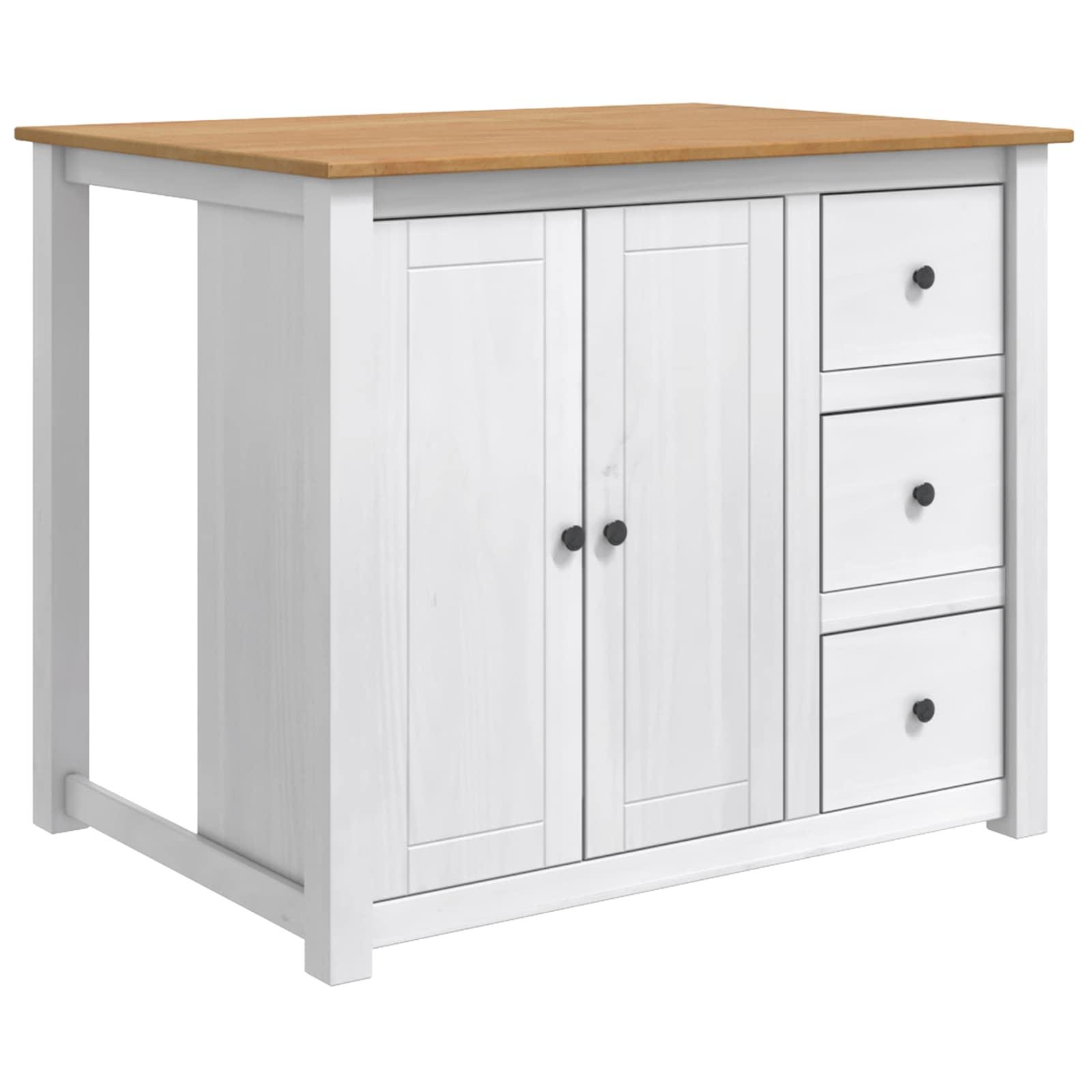 Køkkenvogn PANAMA 2 stk Hvid og Honning Voks 112 x 77 x 90 cm billede