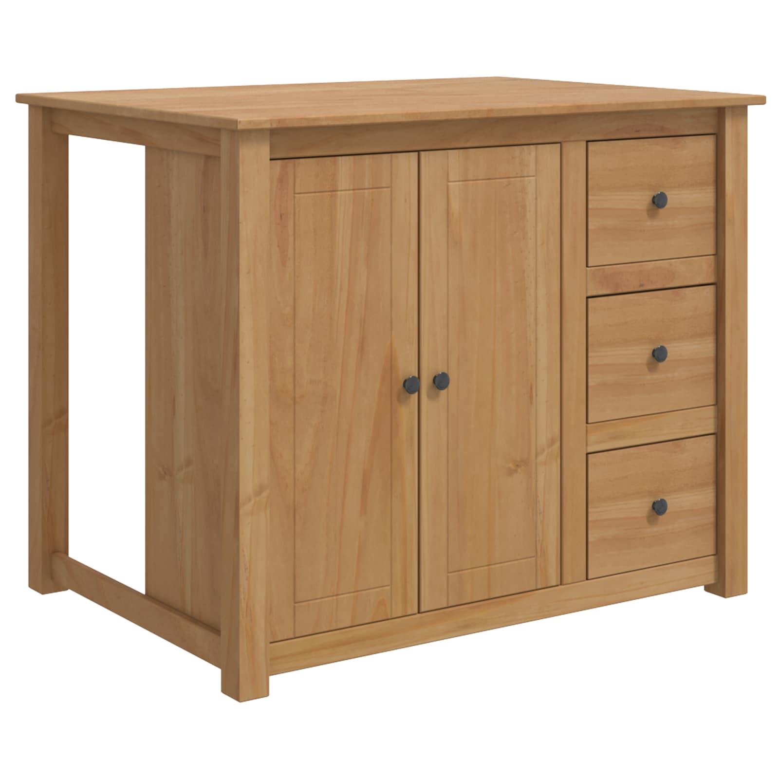 Køkkenvogn med dør PANAMA 2 stk Honning Voks 112 x 77 x 90 cm billede