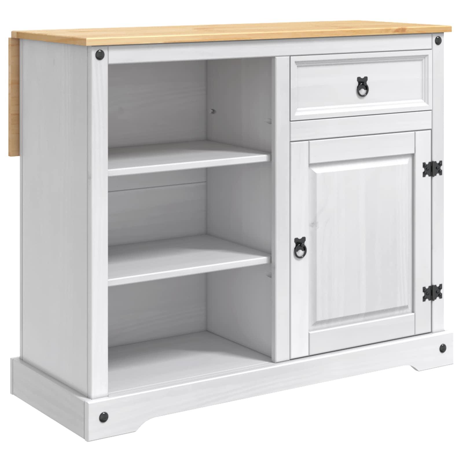 Køkkenvogn 2 stk Hvid og Honning Voks 112 x 70 x 91,5 cm billede