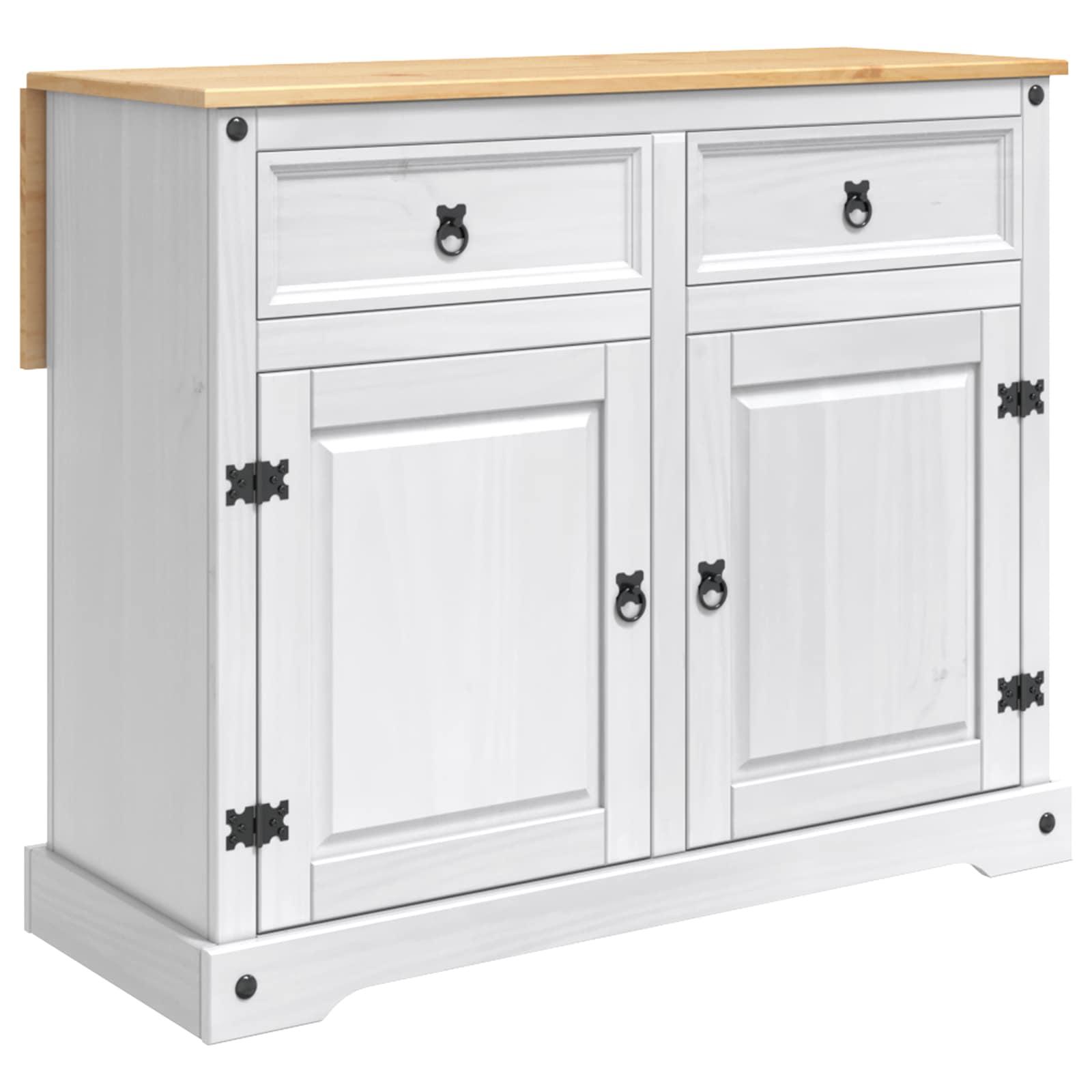 Køkkenvogn 2 stk Hvid og Honning Voks 112 x 70 x 91,5 cm billede