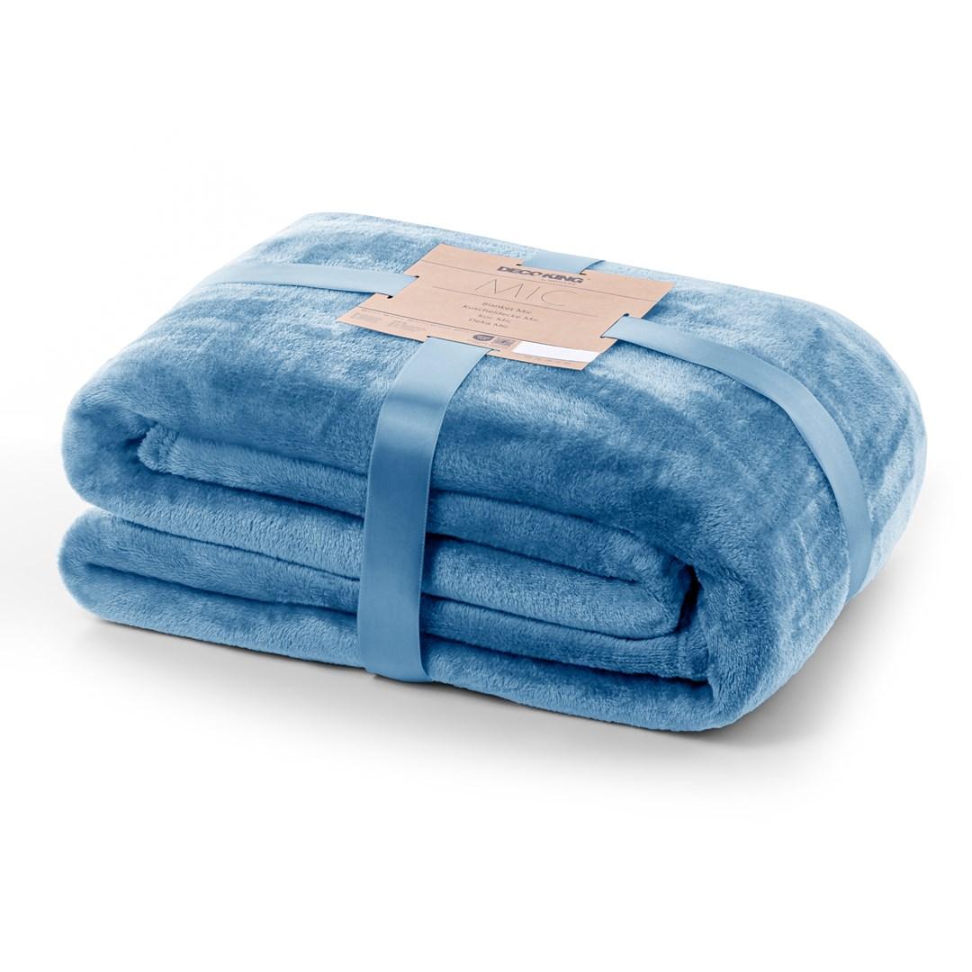 Plaid mikrofiber 150×200 - indigo - DecoKing MIC billede