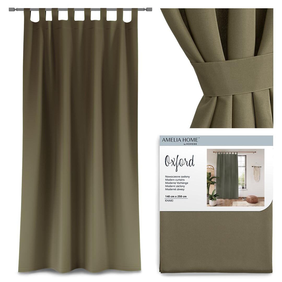 Amelia Home Oxford mørklægningsgardin - olivengrøn 140×250 cm med stropper billede
