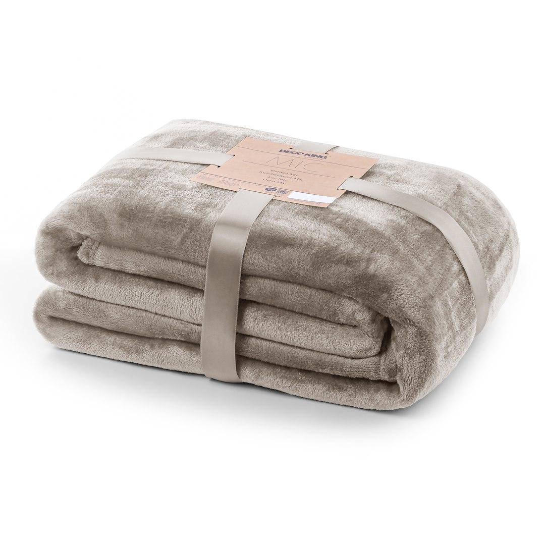 DecoKing MIC plaid - cappuccino mikrofiber, 70 x 150 cm, ensfarvet klassisk billede