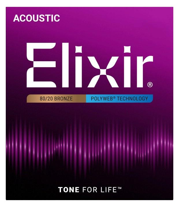 Elixir 11100 Medium 13-56 - akustiske guitarstrenge 80/20 bronze, Polyweb billede