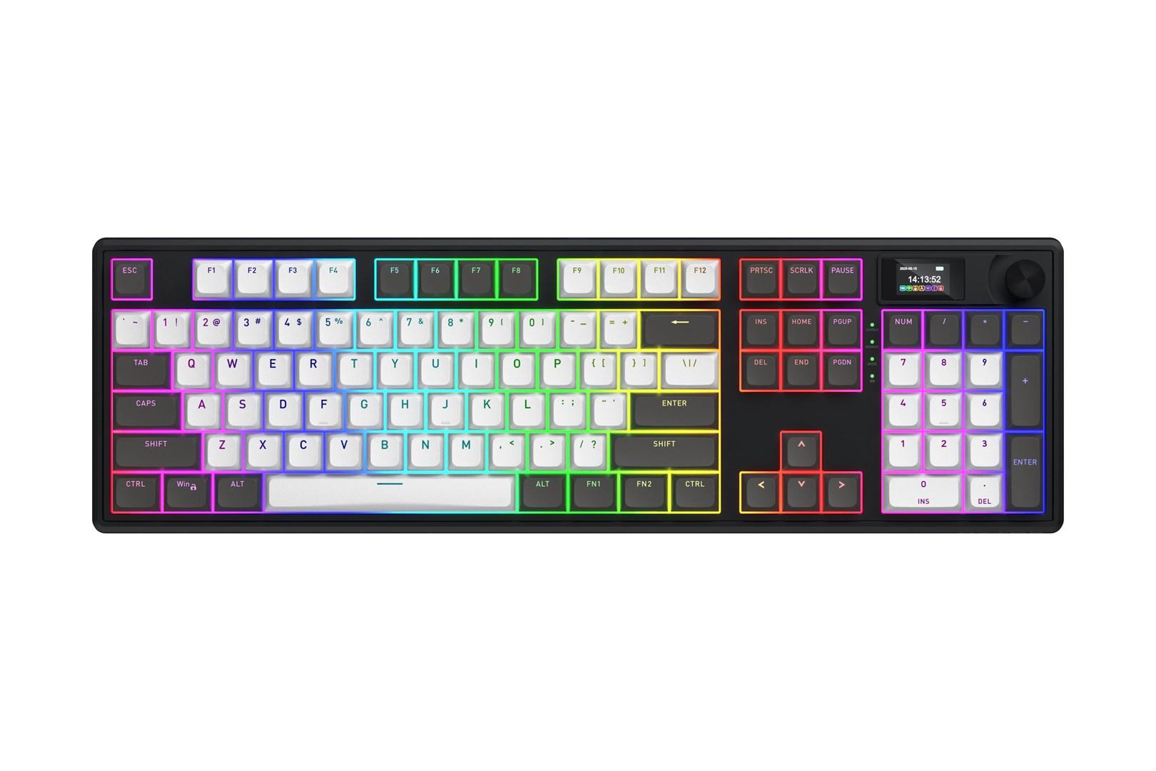 Hator Skyfall Pro Wireless 100 - mekanisk gaming-tastatur med RGB og trådløs/USB, US QWERTY - sort/grå billede