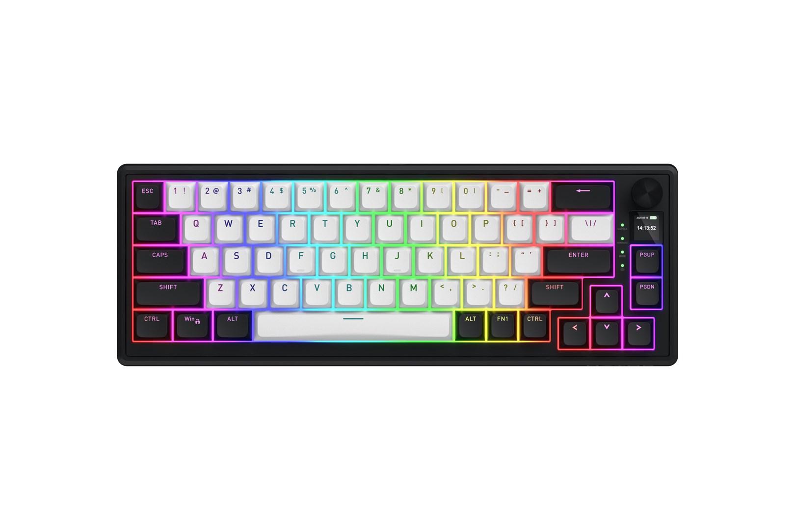 HATOR Skyfall 65 MAG ULTIMA 8K - trådløst gaming-tastatur, USB/RF/Bluetooth, QWERTY US, sort/hvid billede