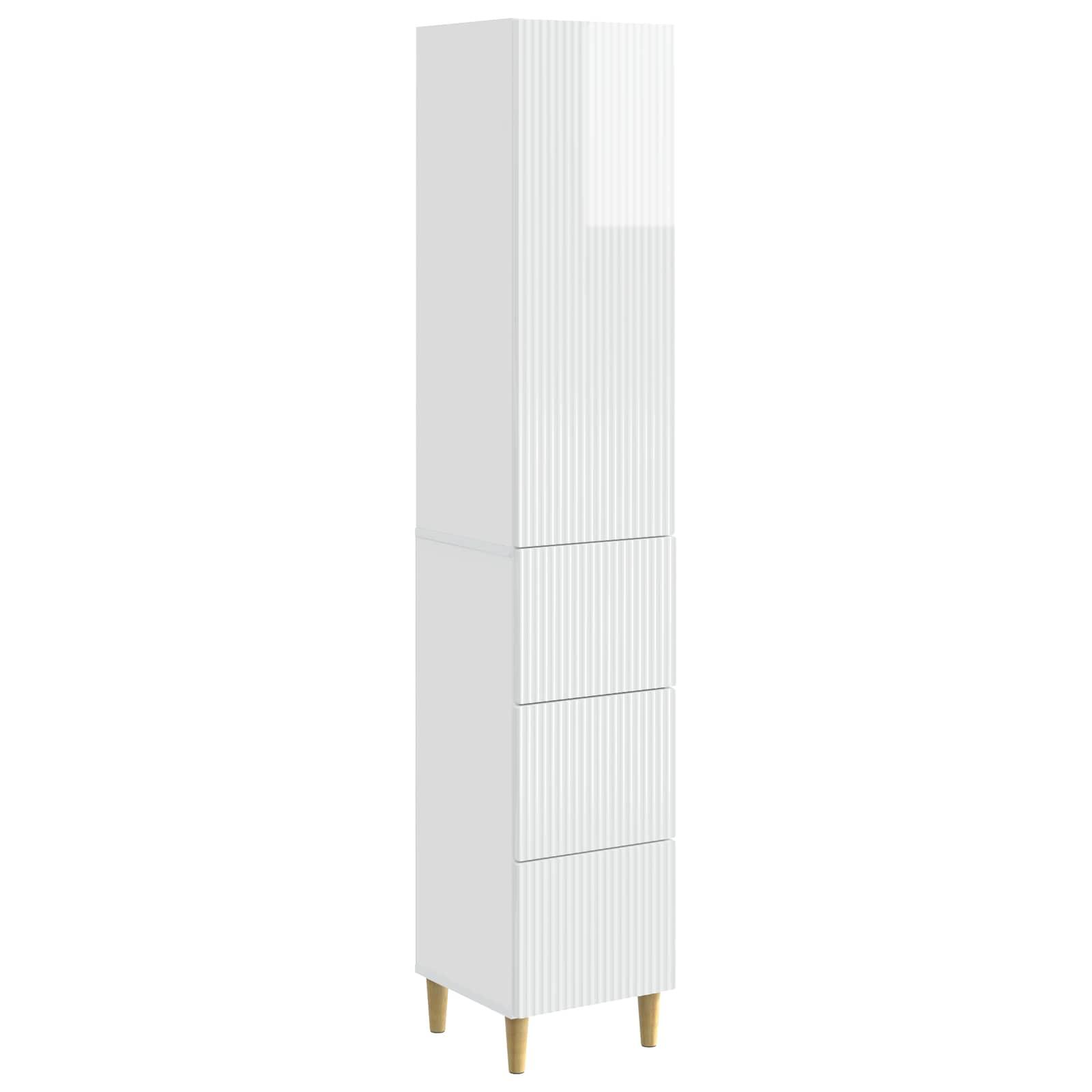 Skab Sæt 2 stk Hvid højglans 33 x 34,5 x 90 cm Konstrueret træ