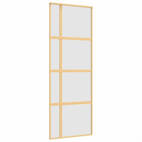 Skydedør 76x205 cm matteret sikkerhedsglas og aluminium gylden
