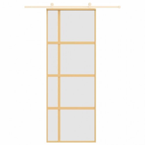 Skydedør 76x205 cm matteret sikkerhedsglas og aluminium gylden