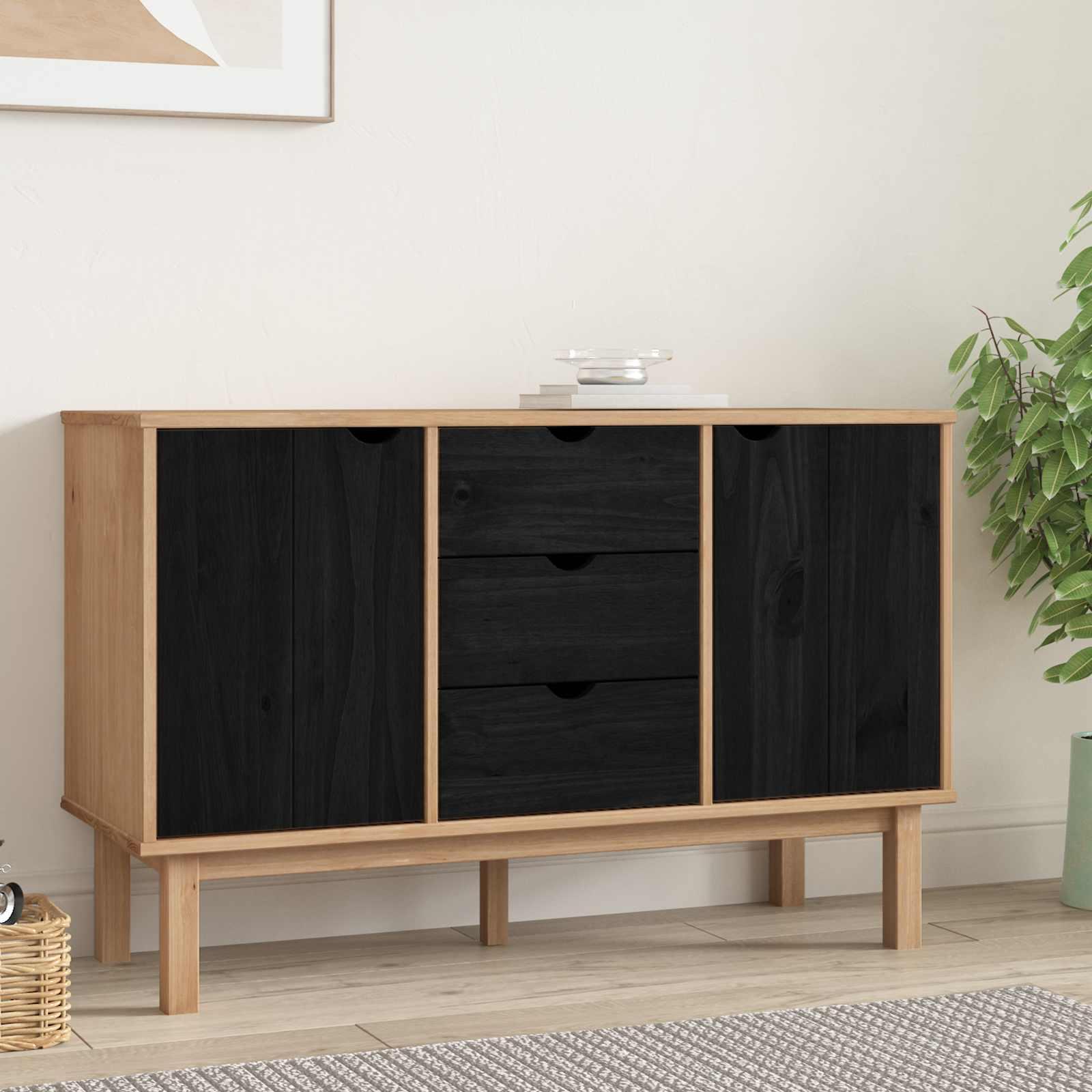 Sidebord OTTA Sort 113,5 x 43 x 73 cm Massivt fyrretræ