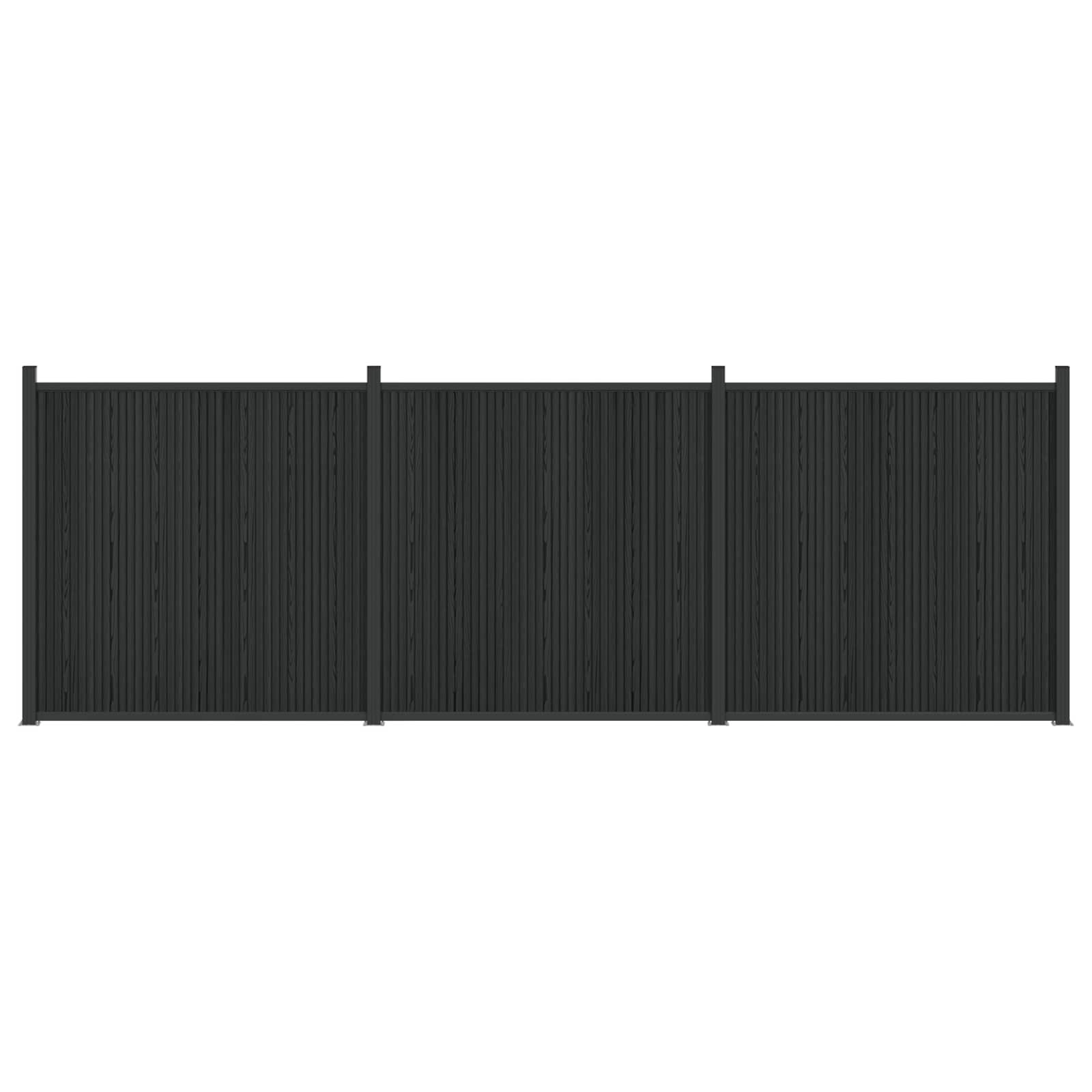 Hegnspanel 3 stk WPC og Aluminium Sort