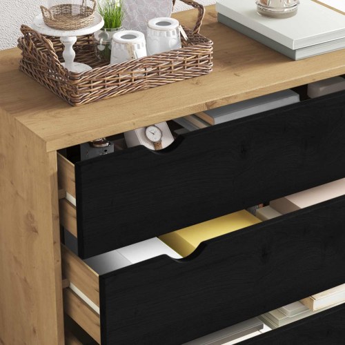 Skuffeskab OTTA Sort 76,5 x 39,5 x 90 cm Massivt fyrretræ