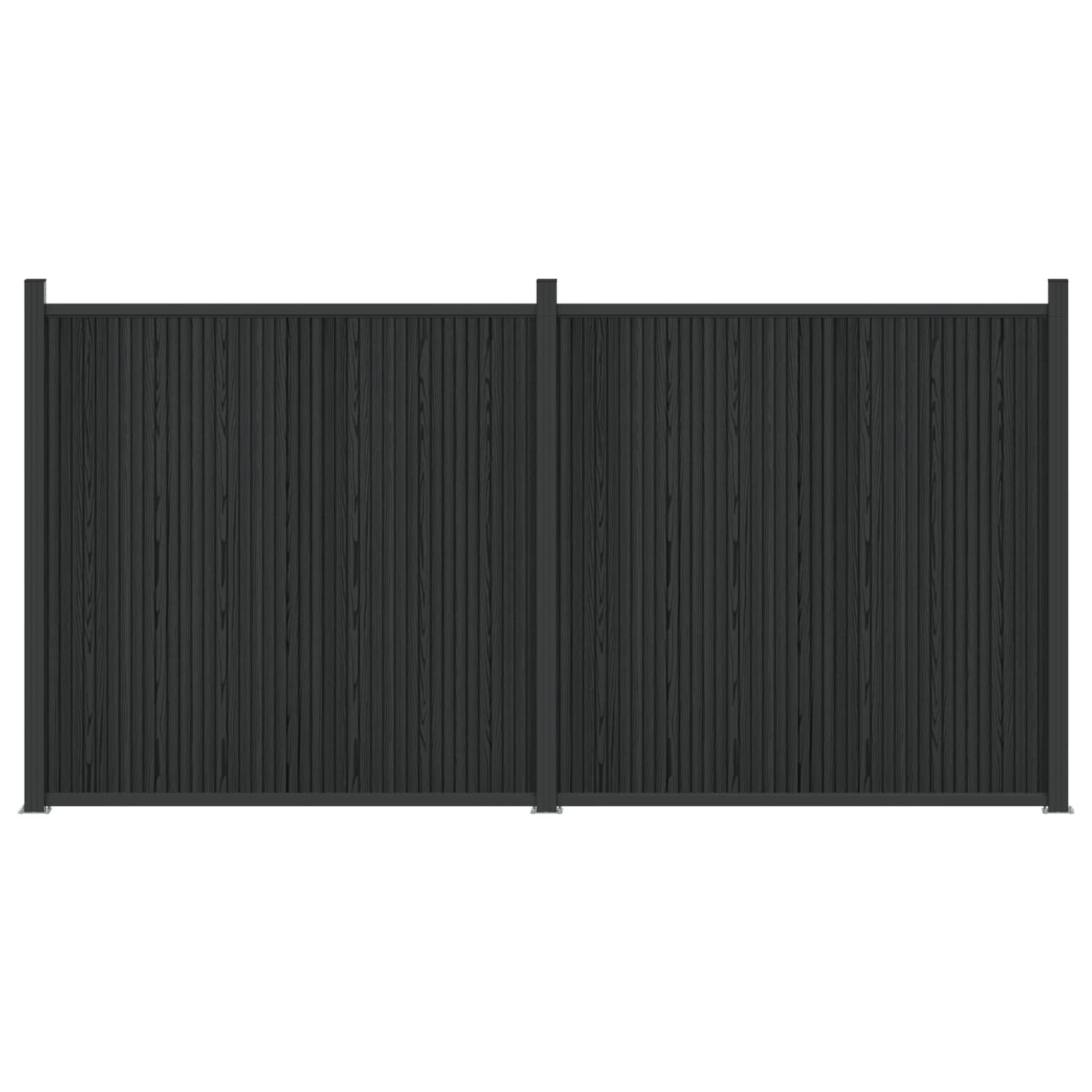 Hegnspanel 2 stk WPC og Aluminium Sort