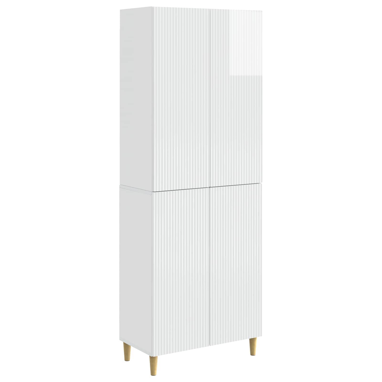 Skab Sæt 2 stk Hvid højglans 66 x 34,5 x 90 cm Konstrueret træ