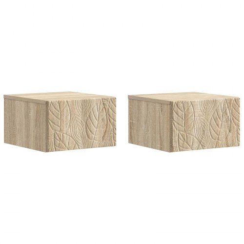 Væghængt Natbord 2 stk Sonoma-eg 49 x 34,5 x 20 cm