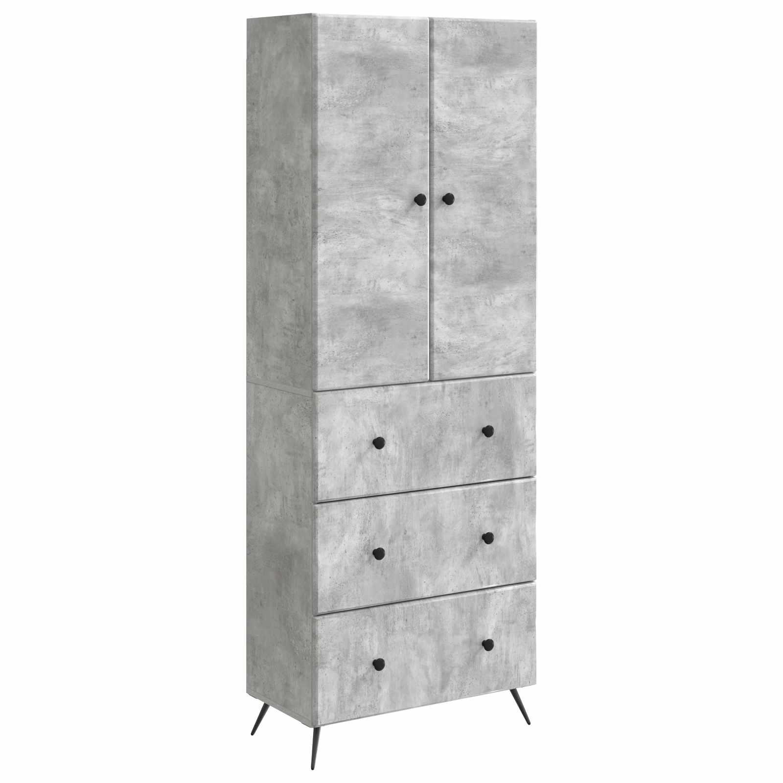 Skab Sæt 2 stk Betongrå 66 x 34,5 x 90 cm Konstrueret træ