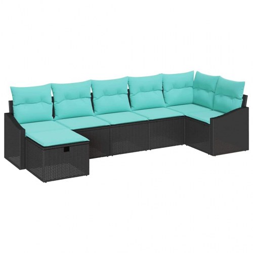 Sofa Sæt med pude med opbevaring Sort polyrattan