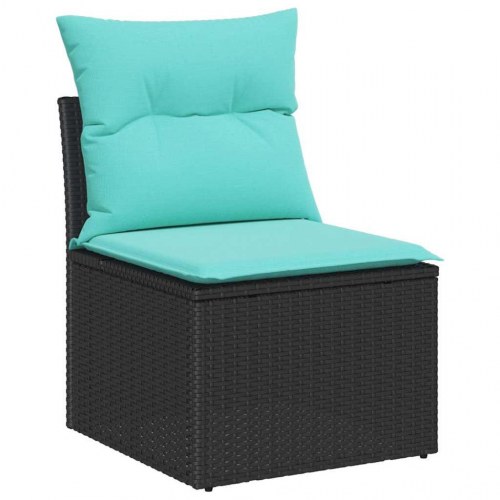 Sofa Sæt med pude med opbevaring Sort polyrattan
