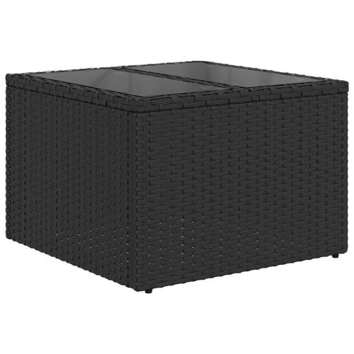 Sofa Sæt med pude 7 stk Sort polyrattan