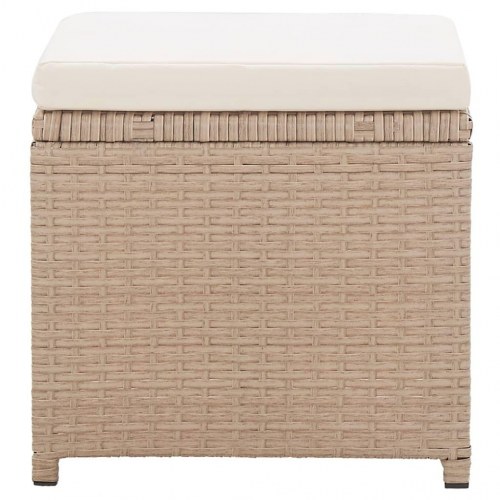 Havetaburetter 2 stk. med hynder polyrattan beige (OUTLET A)