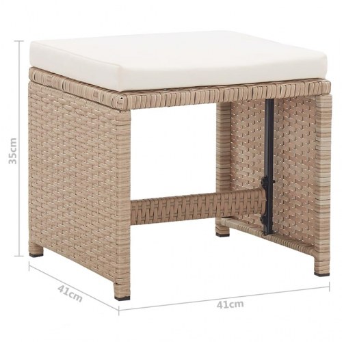 Havetaburetter 2 stk. med hynder polyrattan beige (OUTLET A)