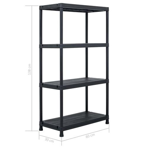 Opbevaringsreoler 2 stk. 60 x 30 x 138 cm plastik sort